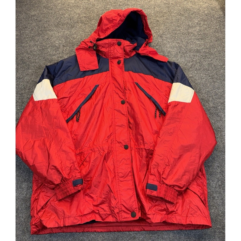 Cabela's Women's 2XL 3-in-1 Hooded Jacket Red Blue Fleece Liner Outdoor Coat